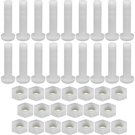 GDHZS-Lot de 20 boulons hexagonaux en nylon blanc, M8 x 50 mm Phillips à tête ronde avec écrous hexagonaux, boulons à vis isolés multi-usages pour machines industrielles, meubles, bricolage (1/5)