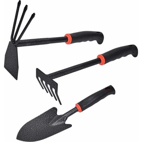 3er-Set Gartengeräte: Handhacke, Handrechen und kleiner Gartenspaten für den täglichen Gebrauch (1/4)
