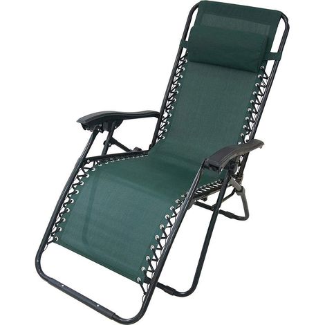 Todeco – Transat inclinable en textilène vert avec coussin – Dimensions 165 x 112 x 65 cm – Charge maximale 100 kg – Structure en acier durable