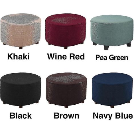 Housse de protection pour repose-pieds rond, amovible, unie, pour salon uniquement, noire. (1/3)