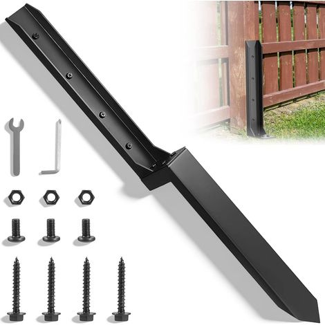 Kit de Réparation Poteaux Clôture avec Installation Matériel, Piquets Ancrage Poteauxs Clôture Acier, Support Base Poteaux pour Clôtures Bois, Pelouses, Jardins et Terrasses (1/5)