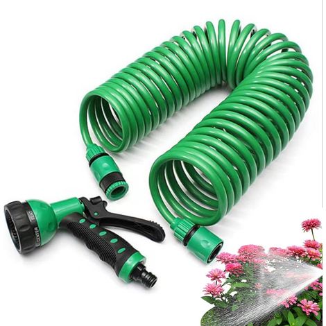 Manguera de jardín retráctil, manguera de agua enrollada, mangueras de agua flexibles, manguera de agua para lavado de vehículos recreativos, carrete con conectores para lavado de autos.