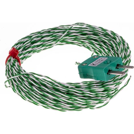 Thermocouple type K Ø 1/0.2mm, L 10m, +260°C max à Fiche mâle miniature ( Prix pour 1 ) (1/2)