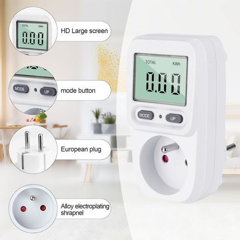 Wattmeter, Steckdosen-Energiezähler, Energieverbrauchsmesser, Leistungsverbrauchsregler mit LCD-Anzeige, maximale Leistung 3680W. (1/5)