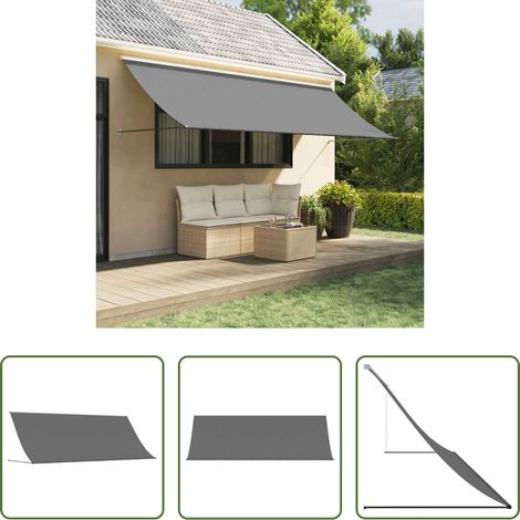 Einziehbar -  Markise Einziehbar Anthrazit 400x150 cm Stoff und Stahl (1/5)