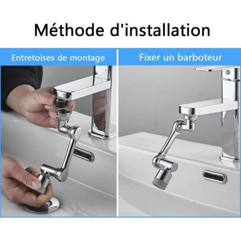 Aérateur de robinet rotatif - Nosheir - Rotation 1080° - Bras mécanique - Deux modes d'eau - Installation facile (1/4)