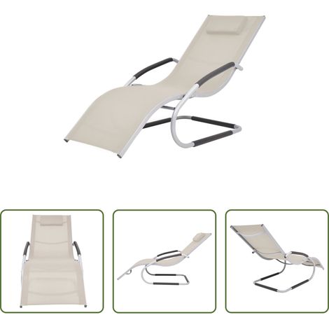 Gartenliege - Sonnenliege mit Kissen Aluminium und Textilene Creme (1/5)