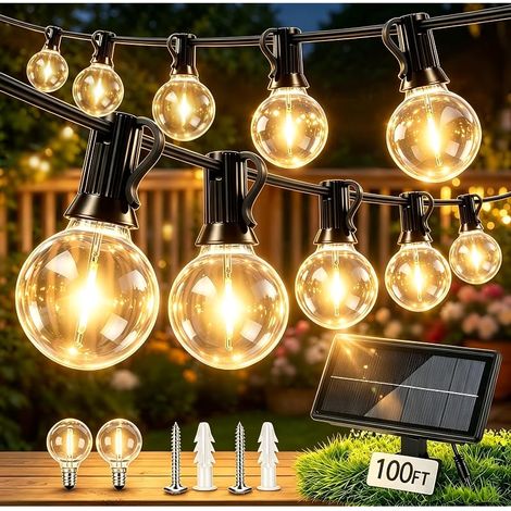 Guirlande Lumineuse Exterieure Solaire 30M, 50+2 Ampoules étanches (1/5)