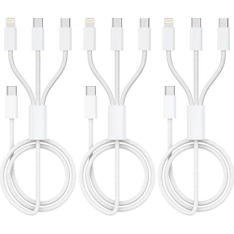 TRAHOO-Câble USB C vers Multi USB, 3 en 1 Câble Universel [1.2M, Lot de 3] Multi USB Câble de Chargement avec Micro USB Type [J502] (1/5)