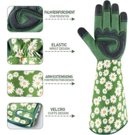 Gants de jardinage à manches longues pour la taille des rosiers pour hommes et femmes, gants de travail en cuir antidérapants pour le jardinage en extérieur, confortables et respirants (M) (1/3)