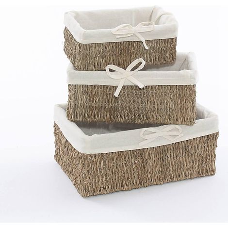 Cestino in cordoncino con fodera in set di 3, 28X19H12 cm (1/2)