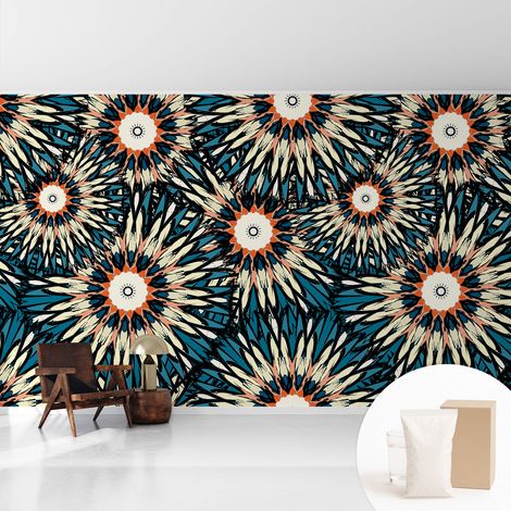 Tapete Vliestapete mit Kleber für Wohnzimmer Schlafzimmer Küche - Wanddekoration Blumenenergie 416x254 cm (1/5)