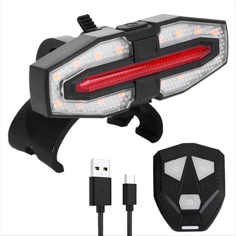 Fanale posteriore a LED lampeggiante ricaricabile tramite USB per monopattini elettrici, con telecomando.