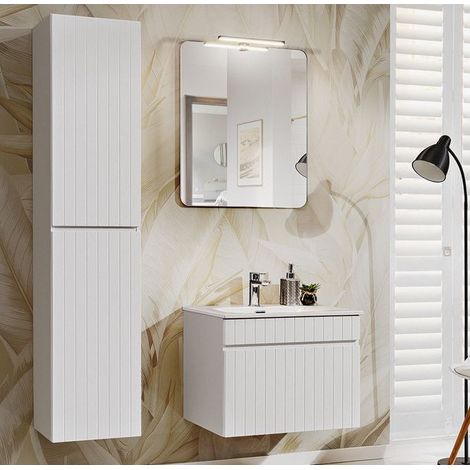 Ensemble de salle de bain meuble vasque 60 cm + 2 éléments - Emblematic White - Livraison gratuite