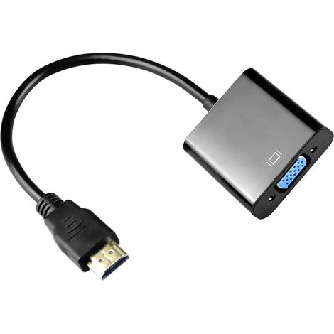 Adaptateur HDMI vers VGA 1080p avec ports de chargement (alimentation), micro USB et sortie audio 3,5 mm pour Macbook, ordinateur portable, Apple TV, boîtier TV (noir) (1/5)