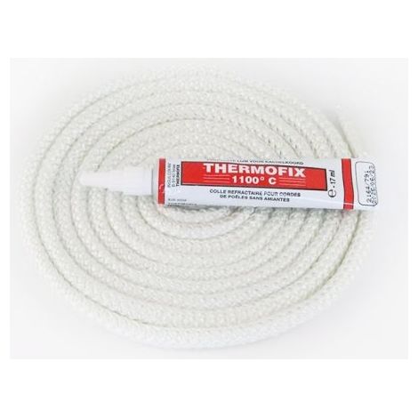 Joint rond tressé (blanc) ø 7 mm x 2.5 m + colle