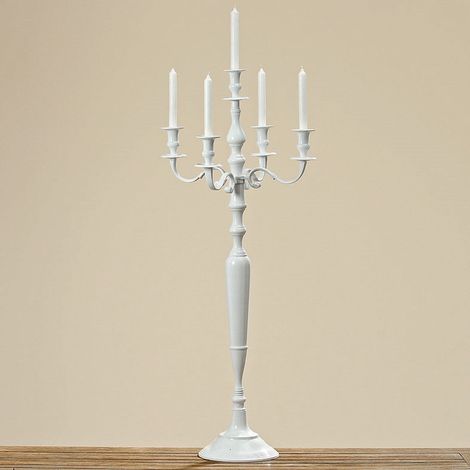 KERZENLEUCHTER VICTORIA H104CM ALUMINIUM,WEISS