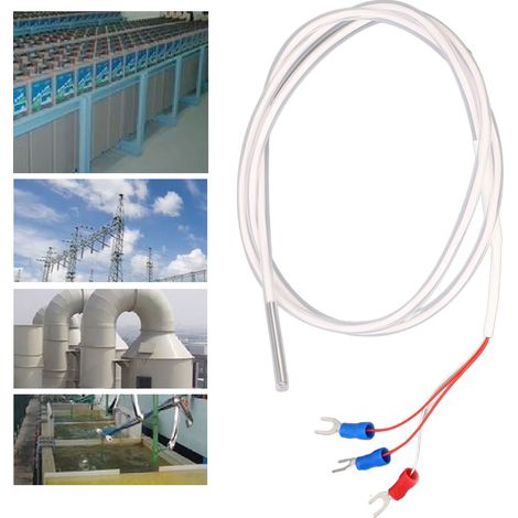 PT100 Platin-Widerstandstemperatursensor, Teflon-beschichtet und korrosionsbeständig, wasserdichte Sonde, 1 Meter. (1/5)