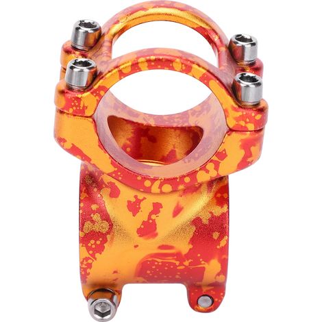 Potence courte de vélo LUNJE 31,8 x 35 mm, ultra-légère, en alliage d'aluminium pour VTT, rouge et doré (1/5)