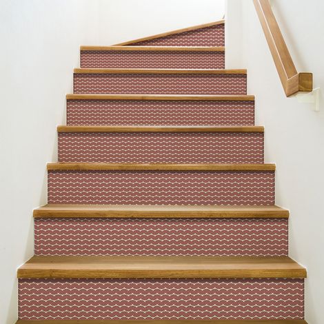Contremarche adhésive autocollante Pianella, 19,5 X 100 cm, motif éventails rouge, style asiatique, x3. (1/2)