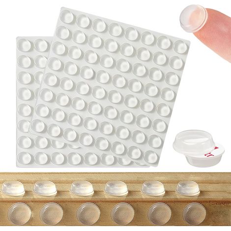 Amortisseurs de Meubles, 128 Picecs Premium Tampons Adhésifs Transparents Butées de Protection en Caoutchouc - Idéale pour Tiroirs d'Armoires de Portes (Rond, 12.7 x 3.5mm) (1/5)