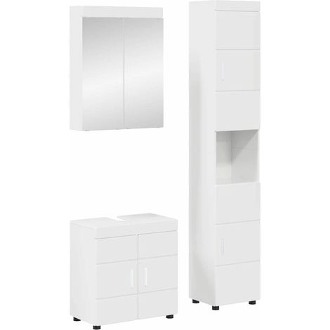 Badezimmermöbel-Set TULUM 3 pcs Hochglanz Weiß 60 x 34 x 63 cm