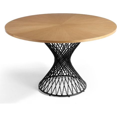 MOMMA HOME Mesa de diseño circular, Acabado en Nogal, Modelo SINKI, Medidas Ø 137 x 76H cm (1/4)