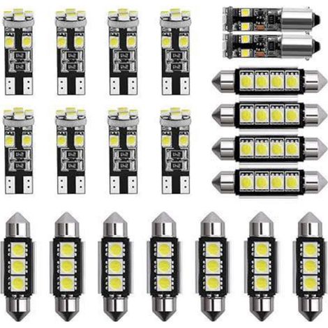 Ampoules LED Mini d'intérieur Kit d'éclairage de plaque d'immatriculation voiture pièces 6000-8000K 12V 21 blanches (1/4)