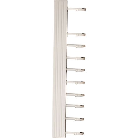 Support mural de cuisine en aluminium, sans perçage, pour ustensiles de cuisine, cuillères, pelles et planches à découper. Blanc, 10 crochets, 50 cm.