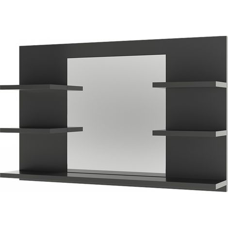 Badspiegelschrank Wilbur, Anthrazit, 78 x 50 cm mit Regalen, Vicco