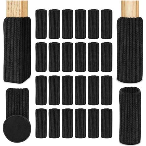 Stuhlbeinsocken, 24 Stück Filz-Stuhlbeinsocken, rutschfeste Pads für Stuhlbeine, verhindern Kratzer und Geräusche, Schwarz (1/4)