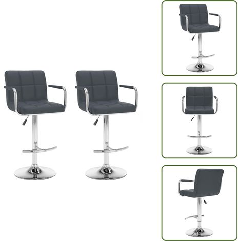 Barhocker 2 Stk. Grau Kunstleder - Barhocker - Küchenhocker - Esstischstühle - Hochwertige Möbel - Designerstühle (1/5)