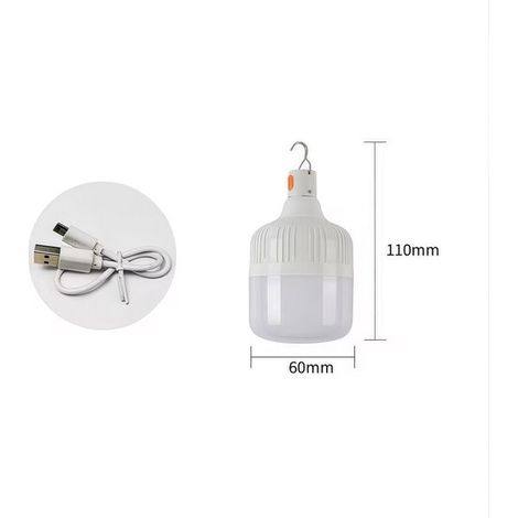 Lampada da campeggio, 1 pezzo, ricaricabile, lampada a LED per tenda, lampadina, da appendere, 3 modalità di illuminazione, con gancio per campeggio ed escursionismo, bianca, potenziamento a 30W (1/5)