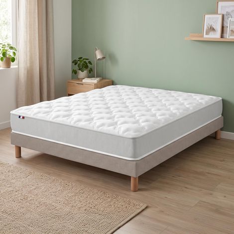 Ensemble matelas mousse sommier déco taupe 140x190cm (1/5)