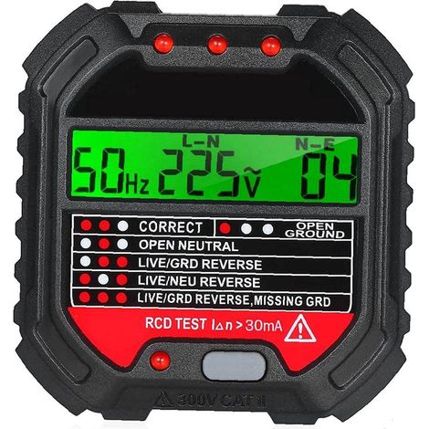 Testeur de Prises Différentielles Multifonctions HT107 en Plastique avec Affichage LCD et Résultats Rapides (1/5)
