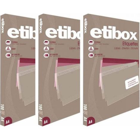 Lot de 3 boîtes 6500 étiquettes n°65 Etibox Apli 102042 (1/2)