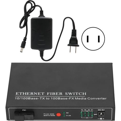 Switch Ethernet Fibre 4 Ports TBC‑MC3414ES20A Plug & Play Stable Robuste Commutateur Réseau 100‑240V Prise US (1/5)