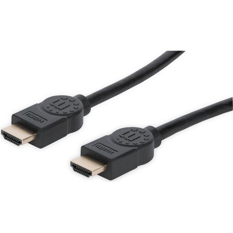 Manhattan Zertifiziertes Premium High Speed HDMI-Kabel mit Ethernet-Kanal, 4K@60Hz, HEC, ARC, 3D, 18 Gbit/s Bandbreite, HDMI-Stecker auf HDMI-Stecker, geschirmt, schwarz, 1,8 m (1/4)