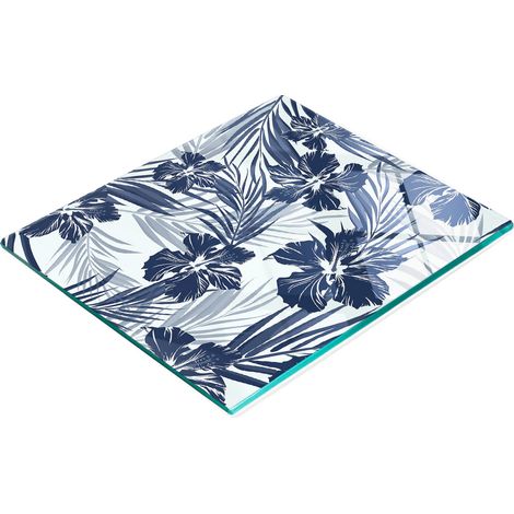 Vassoio da cucina in vetro con grafica di fiori tropicali, 60x52 cm (1/5)