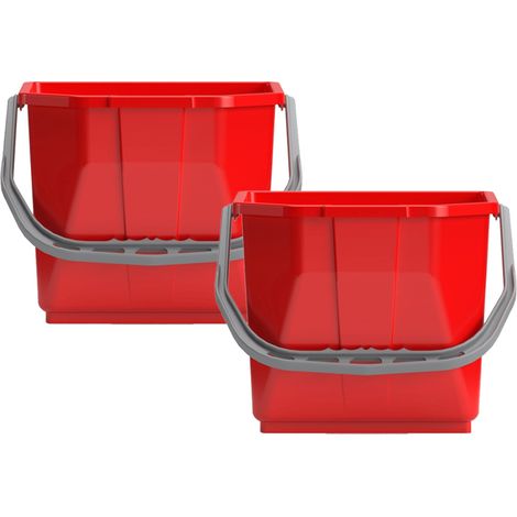 Scatola 2 secchi in moplen rosso da 15 Lt.
