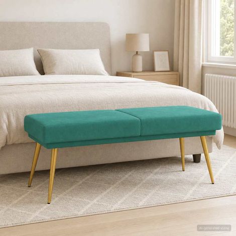 Teenpull – Doppellagige Bank Türkis 120 x 45 x 46 cm Samt (1/5)