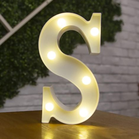 Lettre Allume la Forme de Symbole de LED, Lampes de Table de chapiteau en Plastique d'alphabet,fête de Mariage d'anniversaire Tous Les Jours à la Maison tenture Murale Decor-S (1/5)