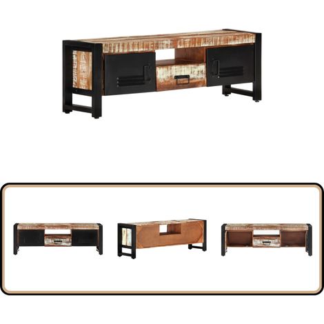 TV-Schrank 120x30x40 cm Altholz Massiv - TV Schrank - Holzmöbel - Vintage Stil - Industrielles Design - Altholz