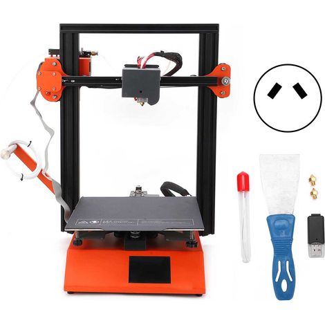 Imprimante 3D Haute Précision Industrielle Kit DIY Machine Métal Économe en Énergie Éducation Orange Prise UK 250V (1/5)