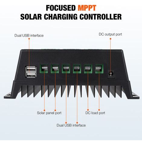 Contrôleur de Charge solaire MPPT 100A, pour batterie au Lithium acide RV automatique 12/24/36/48V, affichage LCD, double USB, accessoires de régulateur Intelligent (1/5)