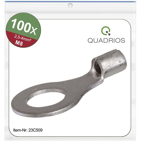 Quadrios 23C509 Ringkabelschuh Querschnitt (max.)=4 mm² Loch-Ø=8.5 mm Unisoliert 100 St. (1/5)