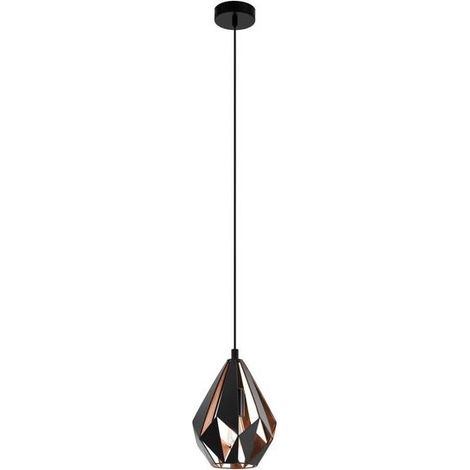 Eglo Iluminación Lámpara Colgante CARLTON 1 de Metal Negro y Cobre Diseño Vintage Moderno Ø 20,5Cm (1/2)