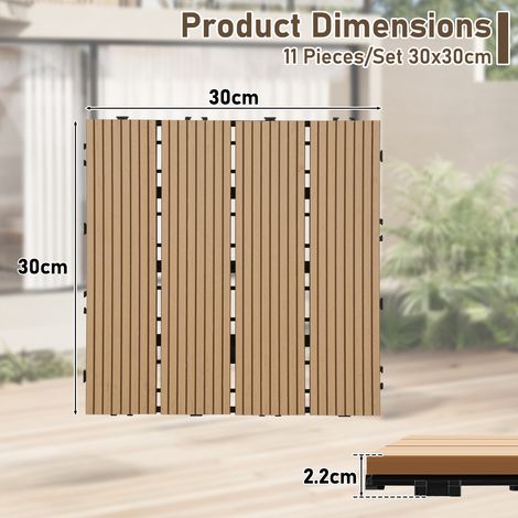 Randaco 36 baldosas para patio, suelo exterior, tarima compuesta, 30 x 60 cm, para balcón y jardín