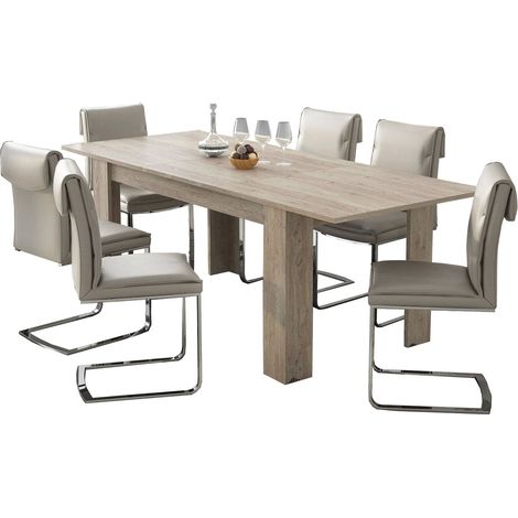 Tavolo Allungabile Campora, Allungabile, Meccanismo Estensione Allunga Centrale, Lunghezza Massima 220 cm, 220x90x75h cm Grigio Rovere Grigio