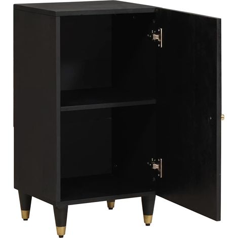Buffet  Meuble de rangement avec étagère Noir 40 x 33 x 75 cm Bois de mangue massif (1/5)